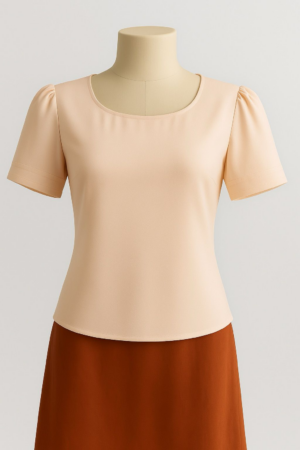 Blusa Rosé com Manga Levemente Bufante